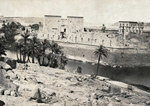 EGYPT: ISLAND OF PHILAE. The Temple of Isis (left), built in the 4th century B EGYPT: ISLAND OF PHILAE. The Temple of Isis (left), built in the 4th century B