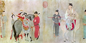 Emperor Ming Huang (712-756) and his famous concubine, Yang Kuei-fei, on horseback Emperor Ming Huang (712-756) and his famous concubine, Yang Kuei-fei, on horseback