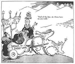 End of the line, sir. From here on you walk. American cartoon by Dr. Seuss (Theodor Geisel) for PM, 7 July 1942 End of the line, sir. From here on you walk. American cartoon by Dr. Seuss (Theodor Geisel) for PM, 7 July 1942