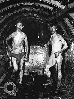 Railroad Track Collection: ENGLAND: COAL MINERS. Coal miners at the Tilmanstone mine in Kent, England, early