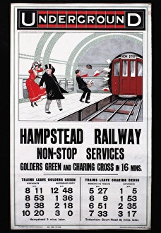 English poster for Hampstead Railway Non-Stop Services, 1910 English poster for Hampstead Railway Non-Stop Services, 1910
