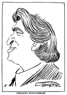ERMANNO WOLF-FERRARI (1876-1948). Italian composer. Caricature, 1912, by Enrico Caruso ERMANNO WOLF-FERRARI (1876-1948). Italian composer. Caricature, 1912, by Enrico Caruso
