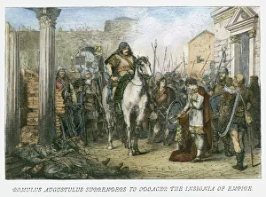 FALL OF ROME, 476. Romulus Augustulus (b.461?), last Roman emperor of the West, deposed by Odoacer in 476 FALL OF ROME, 476. Romulus Augustulus (b.461?), last Roman emperor of the West, deposed by Odoacer in 476