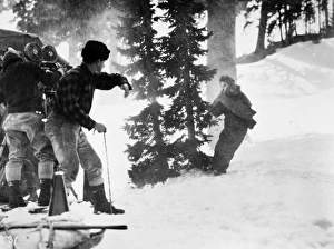FILMING THE GOLD RUSH. Charlie Chaplin being filmed, probably in a scene for The Gold Rush, which he also directed FILMING THE GOLD RUSH. Charlie Chaplin being filmed, probably in a scene for The Gold Rush, which he also directed