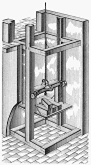 American Line Engravings Prints: FREIGHT ELEVATOR, 1880. Line engraving, American, 1880