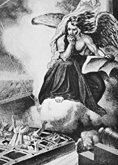 FULTON: CRUELTY. Cruelty Presiding over the Prison Ship. Lithograph, American FULTON: CRUELTY. Cruelty Presiding over the Prison Ship. Lithograph, American