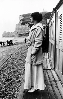 GABRIELLE COCO CHANEL (1883-1971). French fashion designer. Photographed on the beach in Etretat, Normandy GABRIELLE COCO CHANEL (1883-1971). French fashion designer. Photographed on the beach in Etretat, Normandy