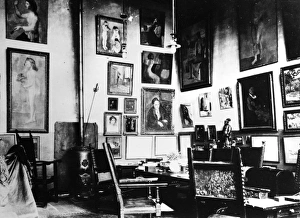 GERTRUDE STEIN (1874-1946). American writer. Interior of Steins studio at 27 Rue de Fleurus in Paris. Photograph, c1915 GERTRUDE STEIN (1874-1946). American writer. Interior of Steins studio at 27 Rue de Fleurus in Paris. Photograph, c1915