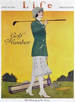 GOLFING: MAGAZINE COVER. The Wearing of the Green. Life magazine golf number cover, 1921 GOLFING: MAGAZINE COVER. The Wearing of the Green. Life magazine golf number cover, 1921