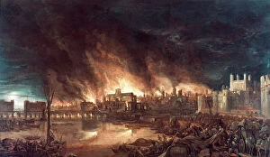 Contemporary art Collection: GREAT FIRE OF LONDON, 1666. The Great Fire of London, England, 1666