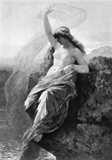 HEINE: DIE LORELEI. Painting by W. Kraus HEINE: DIE LORELEI. Painting by W. Kraus