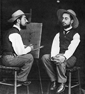 HENRI DE TOULOUSE-LAUTREC (1865-1901). French painter. A photographic double portrait HENRI DE TOULOUSE-LAUTREC (1865-1901). French painter. A photographic double portrait