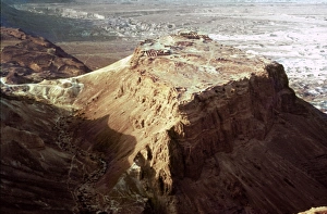THE HOLY LAND: MASADA. Aerial view of the plateau THE HOLY LAND: MASADA. Aerial view of the plateau