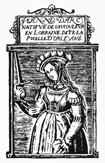 JOAN OF ARC (1412-1431). Patron saint of France. Woodcut JOAN OF ARC (1412-1431). Patron saint of France. Woodcut