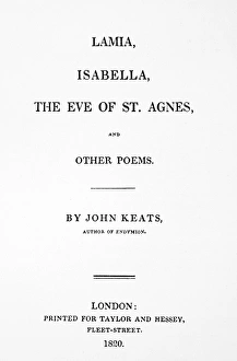JOHN KEATS (1795-1821). English poet. Title page of the first edition of Lamia JOHN KEATS (1795-1821). English poet. Title page of the first edition of Lamia