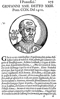 JOHN XXIII (c1370-1419). Ne Baldassare Cossa. Schismatic Pope, 1410-1419. Woodcut JOHN XXIII (c1370-1419). Ne Baldassare Cossa. Schismatic Pope, 1410-1419. Woodcut