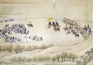 ChineseArt Collection: K ang Hsi, Ch ing emperor of China (1661-1722), on an inspection tour in the south