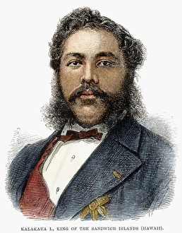 KING KALAKAUA OF HAWAII (1836-1891). Wood engraving, English, 1891 KING KALAKAUA OF HAWAII (1836-1891). Wood engraving, English, 1891