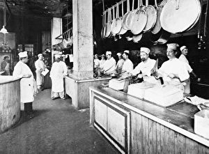 The kitchen of Delmonicos Restaurant, New York City. Photographed by Joseph Byron, 1902 The kitchen of Delmonicos Restaurant, New York City. Photographed by Joseph Byron, 1902
