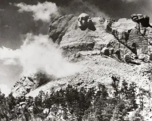 Mount Rushmore Construction Prints: MOUNT RUSHMORE, c1934. The construction of Mount Rushmore