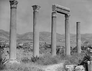 LEBANON: BYBLOS, c1925. Colonnade at Byblos, part of the Roman ruins of the ancient port city LEBANON: BYBLOS, c1925. Colonnade at Byblos, part of the Roman ruins of the ancient port city