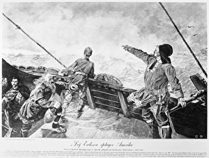LEIF ERICSSON (c970-1020) Discovering America. Line engraving, late 19th century, after a painting by Christian Krohg LEIF ERICSSON (c970-1020) Discovering America. Line engraving, late 19th century, after a painting by Christian Krohg