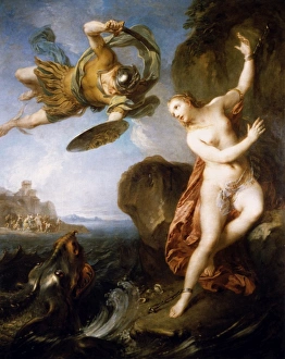 LEMOYNE: PERSEUS. 'Perseus and Andromeda.' Oil on canvas by Francois Lemoyne, 1723 LEMOYNE: PERSEUS. 'Perseus and Andromeda.' Oil on canvas by Francois Lemoyne, 1723