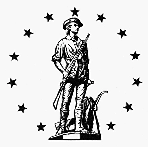 Line rendering of Daniel Chester Frenchs statue, The Minute Man of Concord Line rendering of Daniel Chester Frenchs statue, The Minute Man of Concord