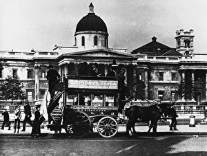 LONDON: OMNIBUS, c1900. An omnibus in front of the National Gallery, London, England LONDON: OMNIBUS, c1900. An omnibus in front of the National Gallery, London, England
