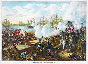 Major General Andrew Jackson encouraging his riflemen at the Battle of New Orleans Major General Andrew Jackson encouraging his riflemen at the Battle of New Orleans