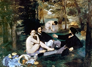 MANET: LUNCHEON, 1863. Luncheon on the Grass. Oil on canvas by Edouard Manet MANET: LUNCHEON, 1863. Luncheon on the Grass. Oil on canvas by Edouard Manet