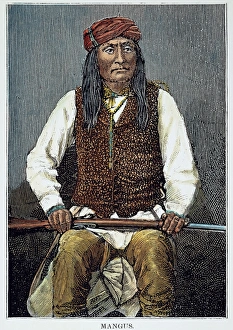 MANGAS COLORADAS (c1797-1863). Apache chief. Wood engraving, 1886 MANGAS COLORADAS (c1797-1863). Apache chief. Wood engraving, 1886