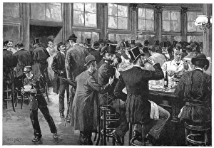 Manhattan's business district, 1888. Contemporary line engraving after a drawing by Manhattan's business district, 1888. Contemporary line engraving after a drawing by