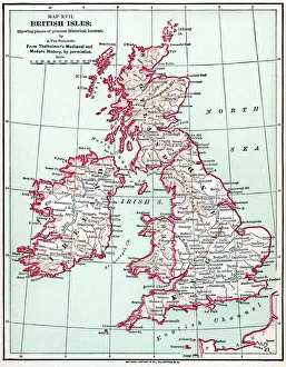 MAP: BRITISH ISLES, c1890. Map of the British Isles, c1890, by a German cartographer MAP: BRITISH ISLES, c1890. Map of the British Isles, c1890, by a German cartographer