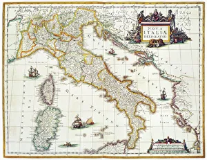 MAP OF ITALY, 1631. Map of Italy, 1631, by Johannes Blaeu based on a map by Giovanni Antonio Magini MAP OF ITALY, 1631. Map of Italy, 1631, by Johannes Blaeu based on a map by Giovanni Antonio Magini