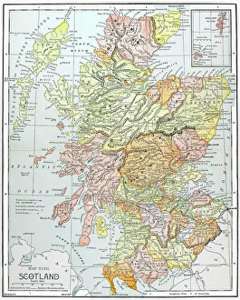 MAP: SCOTLAND. Line engraving, 19th century MAP: SCOTLAND. Line engraving, 19th century
