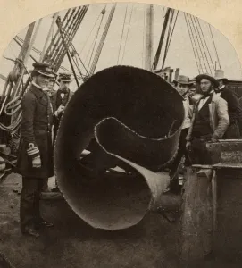Maritime Prints: Print of the SS Great Eastern after explosion on 9 September 1859