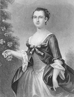 MARTHA WASHINGTON (1732-1801). Mrs. George Washington. Steel engraving, 19th century MARTHA WASHINGTON (1732-1801). Mrs. George Washington. Steel engraving, 19th century