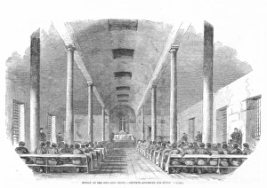 Mass at Sing Sing Prison Print, Wood Engraving 1853