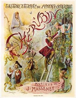 MASSENET: CHERUBIN. French lithograph poster, 1905, for Jules Massenet's opera ' MASSENET: CHERUBIN. French lithograph poster, 1905, for Jules Massenet's opera '