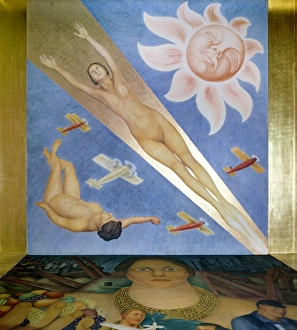 MEXICAN MURAL PAINTING. Detail of a mural painting in Mexico, early-mid 20th century MEXICAN MURAL PAINTING. Detail of a mural painting in Mexico, early-mid 20th century