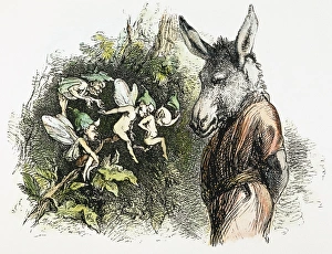 MIDSUMMER NIGHT'S DREAM. Bottom, wearing an ass's head, with the fairies (Act III MIDSUMMER NIGHT'S DREAM. Bottom, wearing an ass's head, with the fairies (Act III