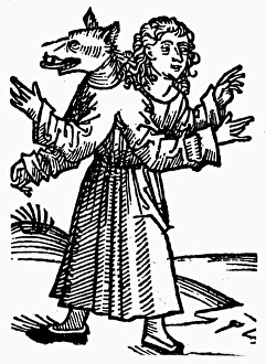MONSTER, 1493. Part-wolf, part-human monster. Woodcut from the Nuremberg Chronicle MONSTER, 1493. Part-wolf, part-human monster. Woodcut from the Nuremberg Chronicle