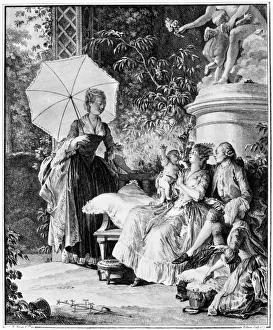 MOTHER AND CHILD, 1777. The delights of motherhood. Copper engraving, French, 1777 MOTHER AND CHILD, 1777. The delights of motherhood. Copper engraving, French, 1777