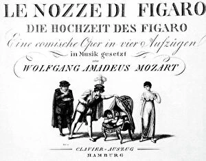Images Dated 8th August 2016: MOZART: MARRIAGE OF FIGARO. Engraved title page of a vocal score depicting the