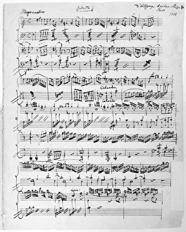 MOZART: SONATA. Autograph manuscript page from Wolfgang Amadeus Mozarts Piano Sonata No MOZART: SONATA. Autograph manuscript page from Wolfgang Amadeus Mozarts Piano Sonata No