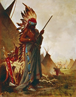 NATIVE AMERICAN AND RIFLE. 'White Man's Weapon NATIVE AMERICAN AND RIFLE. 'White Man's Weapon