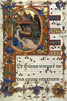 THE NATIVITY. Illumination from a Florentine Gradual, late 14th century THE NATIVITY. Illumination from a Florentine Gradual, late 14th century
