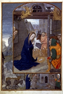 NATIVITY WITH SHEPHERDS. Flemish breviary illumination, c1500 NATIVITY WITH SHEPHERDS. Flemish breviary illumination, c1500