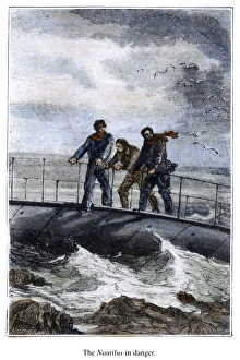 The 'Nautilus' aground in the Torres Straits. Wood engraving after a drawing by The 'Nautilus' aground in the Torres Straits. Wood engraving after a drawing by